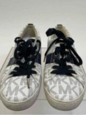 Michael Kors White Logo Sneakers with Black Accents. NWT